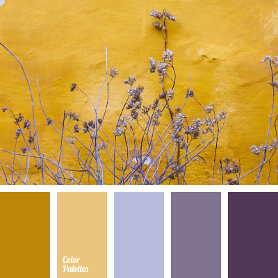 Combination of warm pale yellow shades with cool purple tones