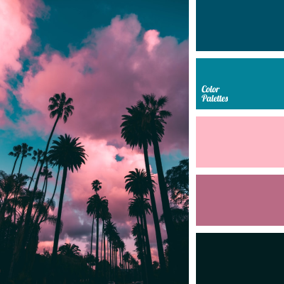 Pink sunset with palms